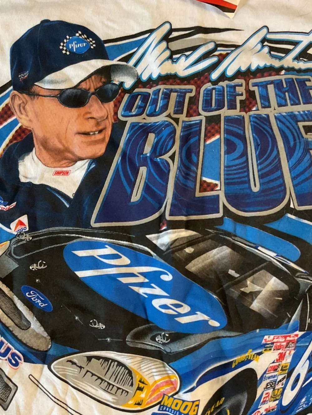 Vintage Mark Martin Pfizer NASCAR Shirt XL Deadstock NWT Chase Authentics